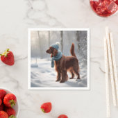 Irish Setter in Winterwald Serviette (Beispiel)