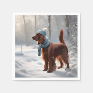 Irish Setter in Winterwald Serviette