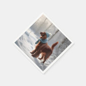 Irish Setter in Winterwald Serviette (Ecke)
