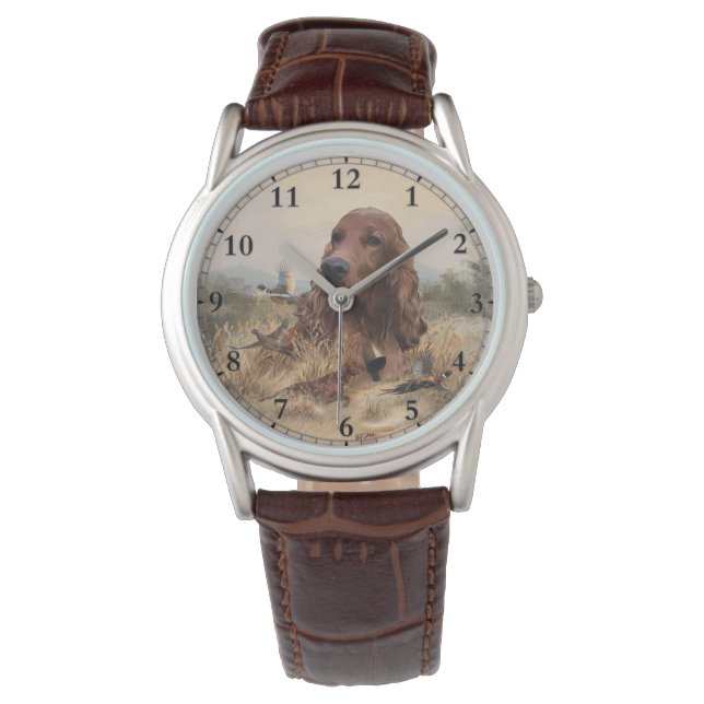 Irish Setter Jagd Fasant, Art Armbanduhr (Vorderseite)