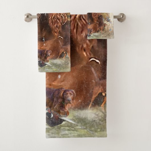 Irish Setter Jagd Fasant, Art Badhandtuch Set (Insitu)