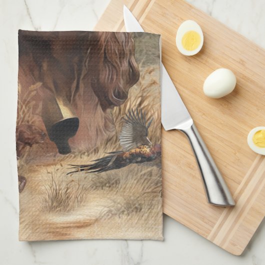 Irish Setter Jagd Fasant, Art Geschirrtuch (Viertel Falte)