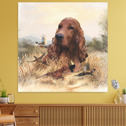 Irish Setter Jagd Fasant, Art Leinwanddruck (Insitu (Wohnzimmer))