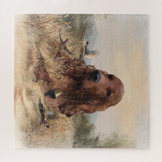 Irish Setter Jagd Fasant, Art Puzzle (Horizontal)