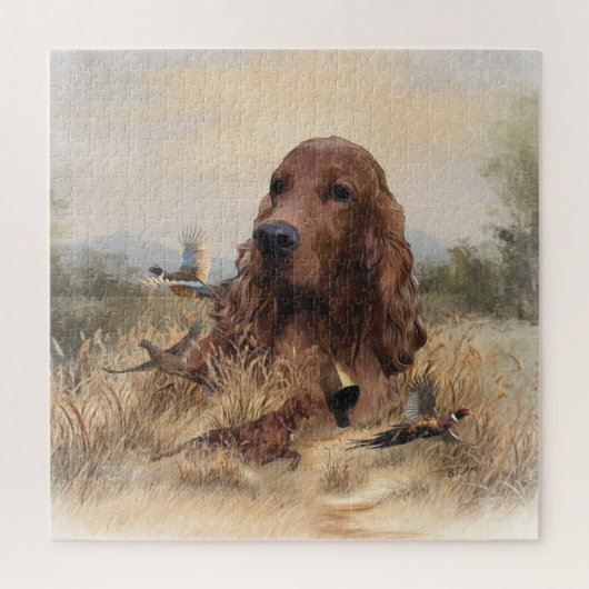 Irish Setter Jagd Fasant, Art Puzzle (Vertikal)