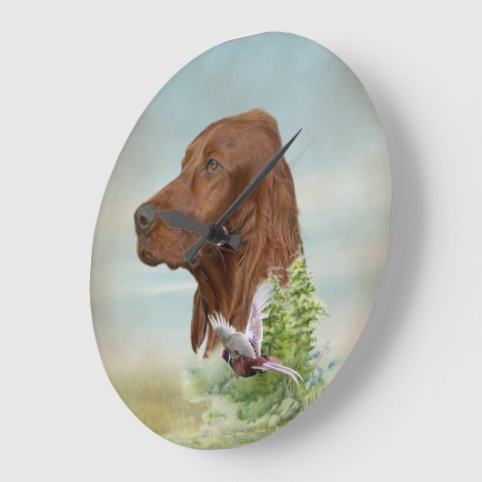 Irish Setter Jagd Große Wanduhr (Winkel)