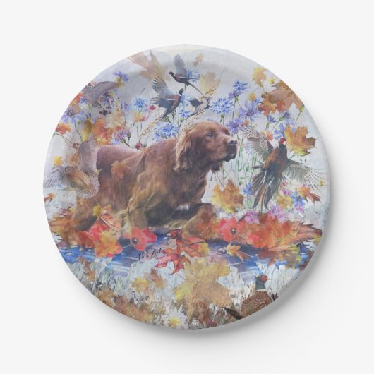 Irish Setter Jagd Pappteller (Vorderseite)