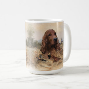 Irish Setter jagt Fasan ,Kunst Kaffeetasse