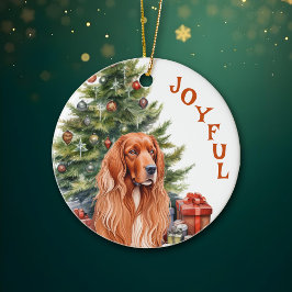 Irish Setter Joyful Christmas Keramik Ornament