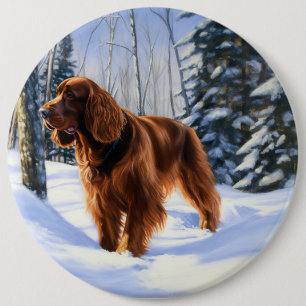 Irish Setter Let It Snow Weihnachten Button