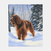 Irish Setter Let It Snow Weihnachten Fleecedecke (Vorderseite)