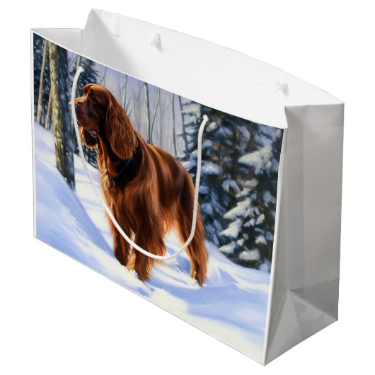 Irish Setter Let It Snow Weihnachten Große Geschenktüte (Rückseite Schrägansicht)
