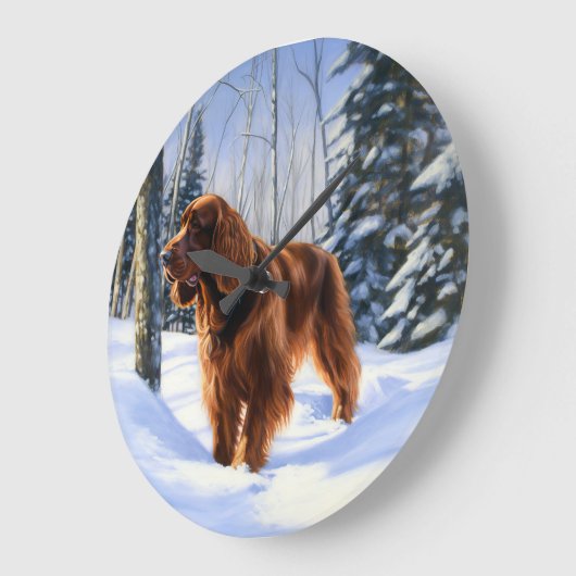 Irish Setter Let It Snow Weihnachten Große Wanduhr (Winkel)