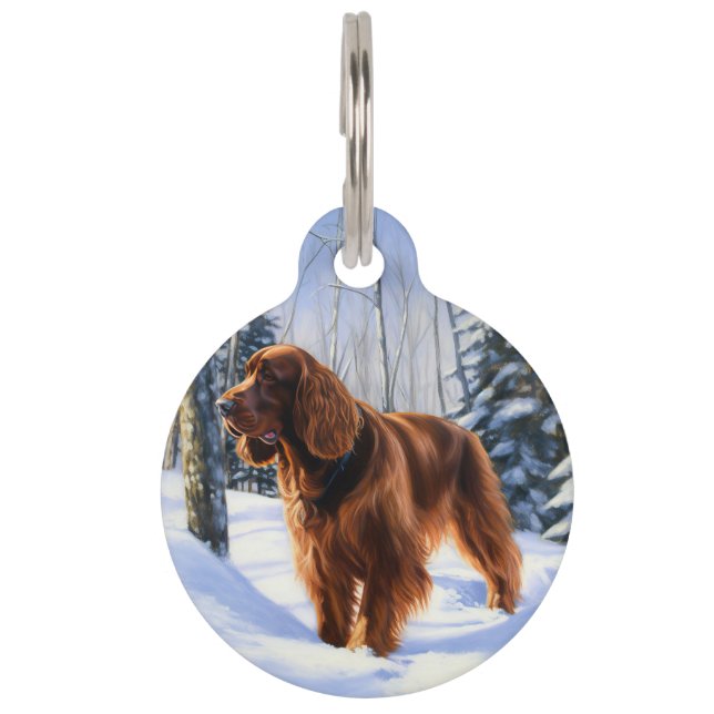 Irish Setter Let It Snow Weihnachten Haustiermarke (Vorderseite)