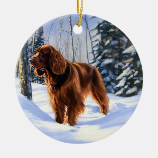 Irish Setter Let It Snow Weihnachten Keramik Ornament (Vorne)