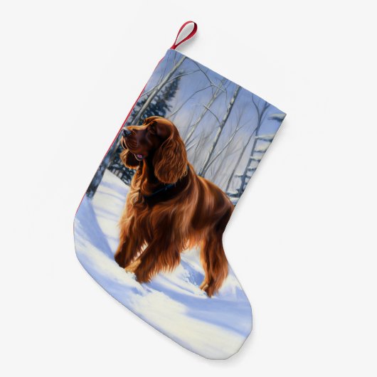Irish Setter Let It Snow Weihnachten Kleiner Weihnachtsstrumpf (Vorderansicht (hängend))