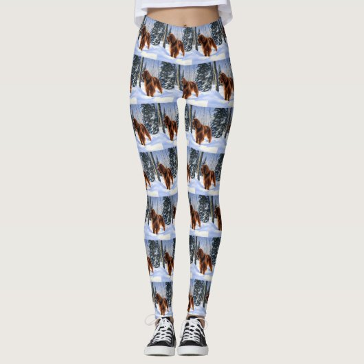 Irish Setter Let It Snow Weihnachten Leggings (Vorderseite)