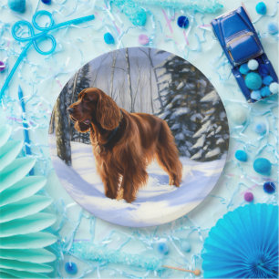 Irish Setter Let It Snow Weihnachten Pappteller
