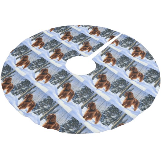 Irish Setter Let It Snow Weihnachten Polyester Weihnachtsbaumdecke (Schrägansicht)