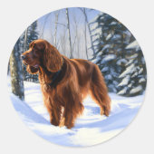 Irish Setter Let It Snow Weihnachten Runder Aufkleber (Vorderseite)