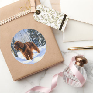 Irish Setter Let It Snow Weihnachten Runder Aufkleber