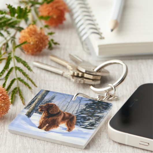 Irish Setter Let It Snow Weihnachten Schlüsselanhänger (Vorderseite rechts)