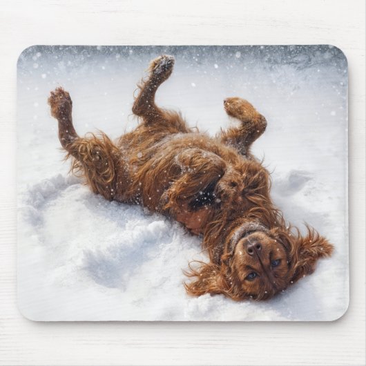 Irish Setter macht einen Schneengel Mousepad (Vorne)