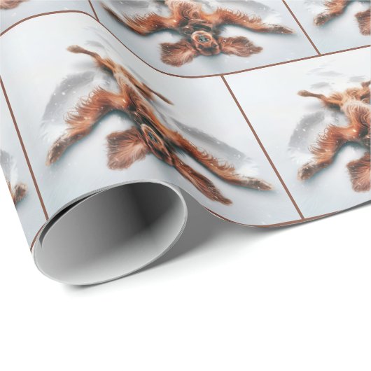 Irish Setter Making a Snow Angel Geschenkpapier (Rolleneckpunkt)