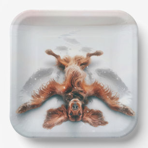 Irish Setter Making a Snow Angel Pappteller