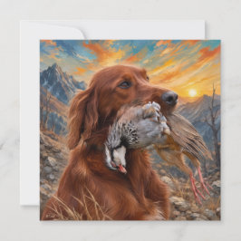 Irish Setter mit Chukar Rebhuhn ,Art Dankeskarte
