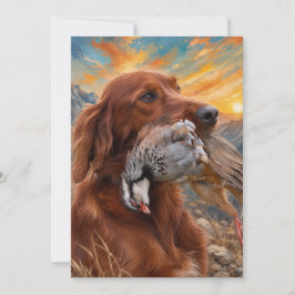 Irish Setter mit Chukar Rebhuhn ,Art Einladung