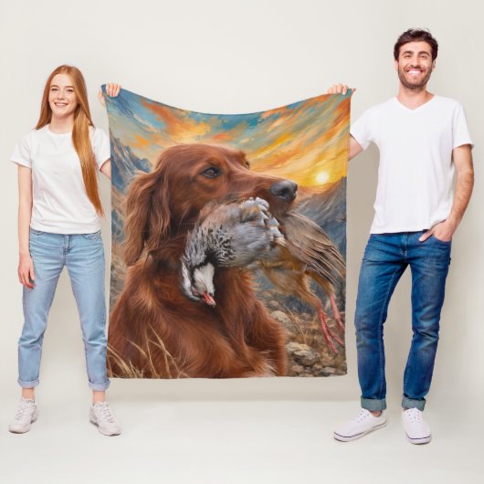 Irish Setter mit Chukar Rebhuhn ,Art Fleecedecke (Beispiel)