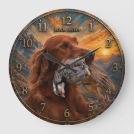 Irish Setter mit Chukar Rebhuhn ,Art Große Wanduhr