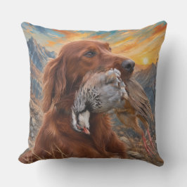 Irish Setter mit Chukar Rebhuhn ,Art Kissen