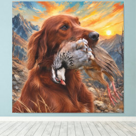 Irish Setter mit Chukar Rebhuhn ,Art Leinwanddruck