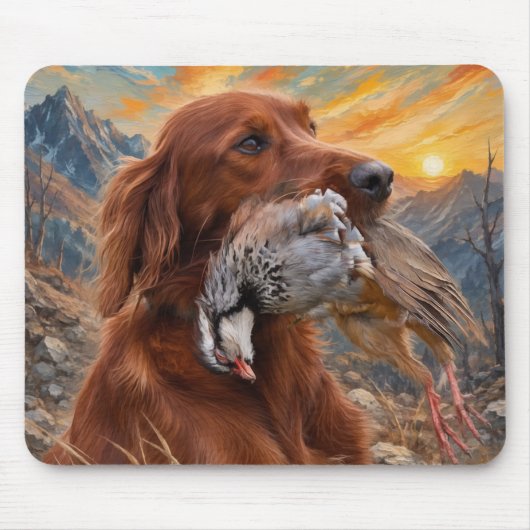 Irish Setter mit Chukar Rebhuhn ,Art Mousepad (Vorne)
