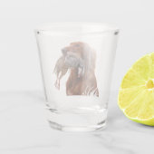 Irish Setter mit Chukar Rebhuhn ,Art Schnapsglas (Rückseite)
