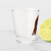 Irish Setter mit Chukar Rebhuhn ,Art Schnapsglas (Links)