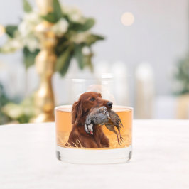 Irish Setter mit Chukar Rebhuhn ,Art Whiskyglas
