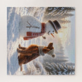 Irish Setter mit einem Schneemann Puzzle (Horizontal)