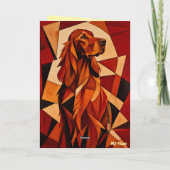Irish Setter mit einer Perlenohrring-Grußkarte Karte (Rückseite)