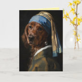 Irish Setter mit einer Perlenohrring-Grußkarte Karte (Gelbe Blume)