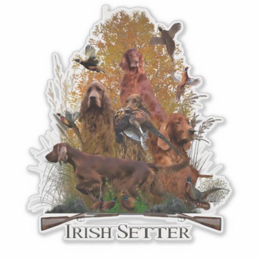 Irish Setter mit Fasan Aufkleber (Vorderseite)