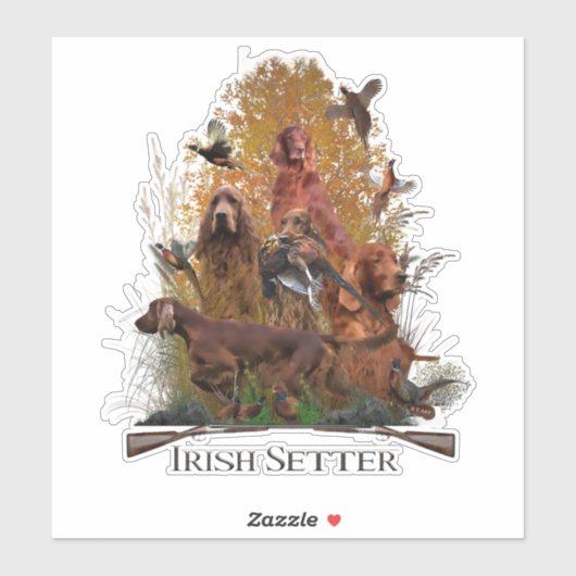 Irish Setter mit Fasan Aufkleber (Blatt)