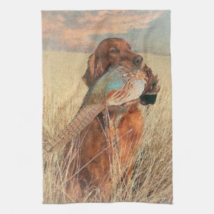 Irish Setter mit Fasan Geschirrtuch