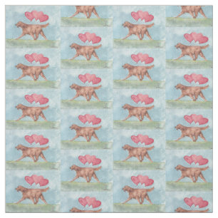Irish Setter mit Heart Balloons Dog Art Fabric Stoff