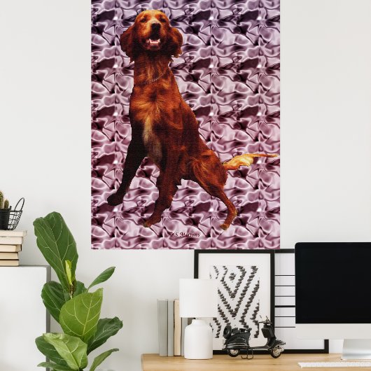 Irish Setter mit Lavendel Blume Pattern Poster (Heimbüro)