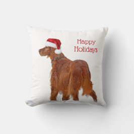 Irish Setter mit Santa Claus Hat Kissen