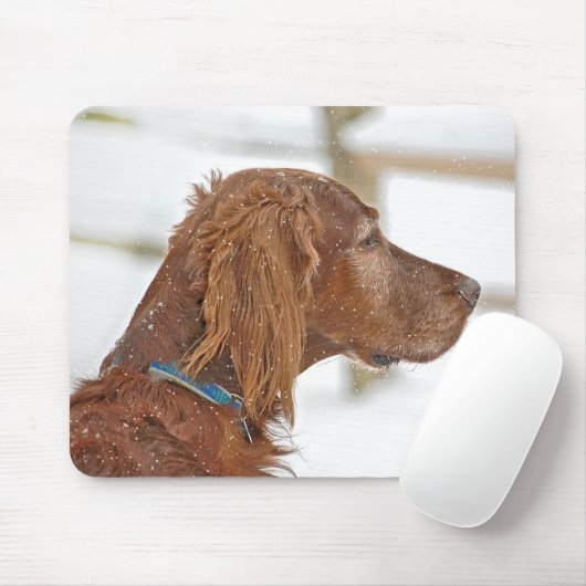 Irish Setter mit Schneeflocken Mousepad (Mit Mouse)