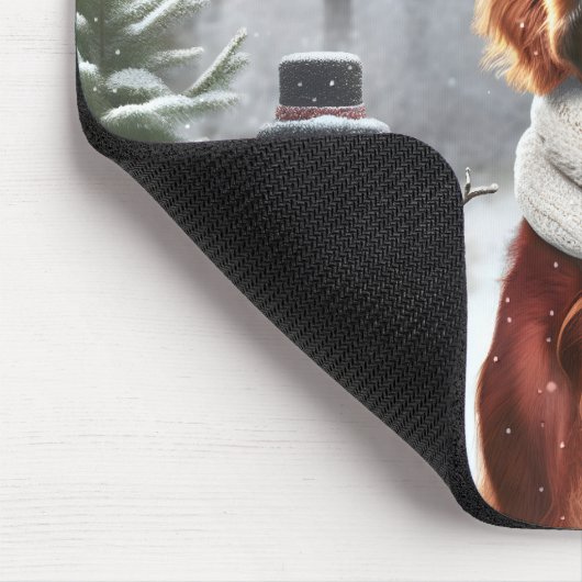Irish Setter mit Snowman Mousepad (Ecke)